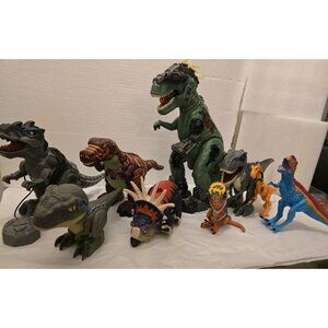 Lot Of 9 INTERACTIVE Dinosaurs Toys M/L/XL Walking Roaring Light Up All Working